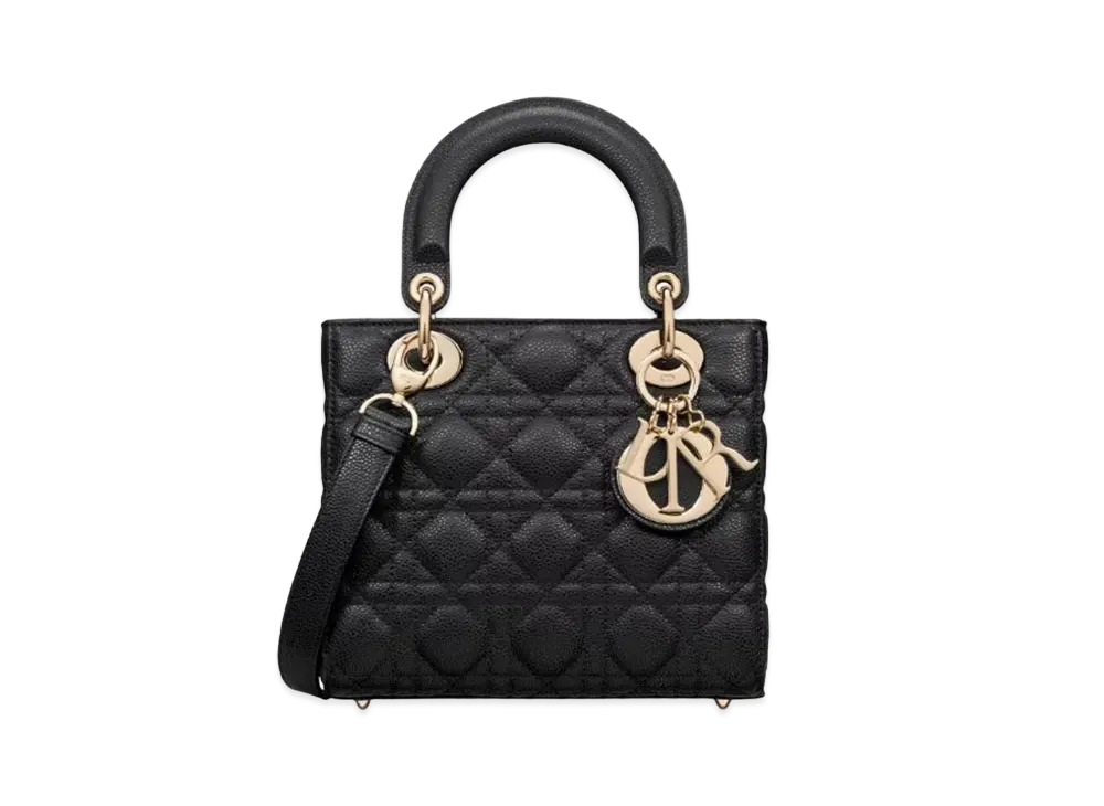 Dior Small Lady Bag Grained Cannage Calfskin "Black"
