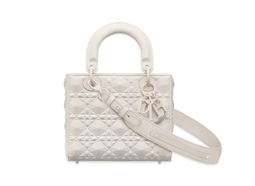Dior Small Lady Bag My ABCDior Cannage Calfskin Diamond Motif "Latte"