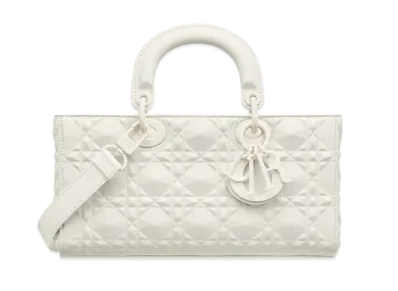 Dior Medium Lady D-Joy Bag Cannage Calfskin Diamond Motif "Latte"