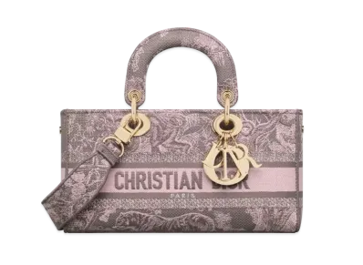 Dior Medium Lady D-Joy Bag Toile De Jouy Reverse Embroidery "Gray/Pink"
