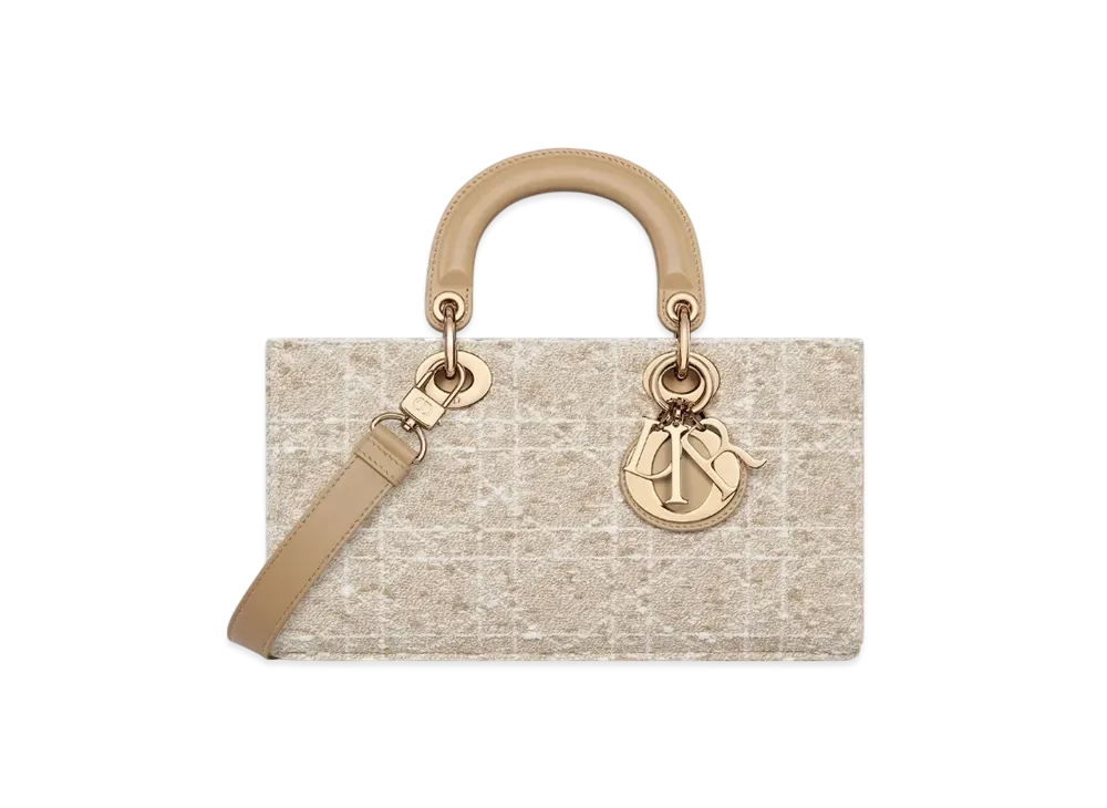 Dior Medium Lady D-Joy Bag Tweed with Cannage Motif "Natural/Black"