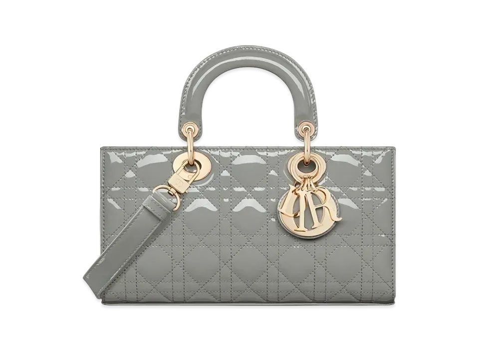 Dior Medium Lady D-Joy Bag Patent "Stone Gray"