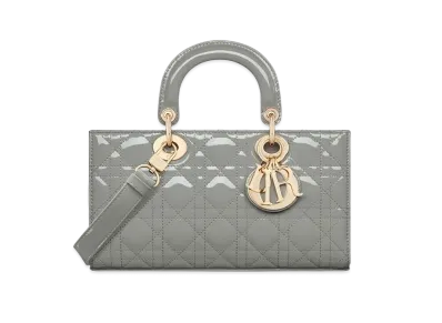 Dior Medium Lady D-Joy Bag Patent "Stone Gray"