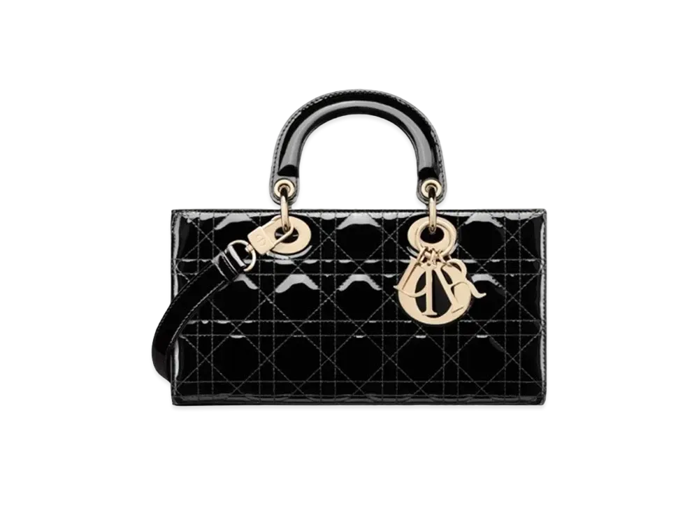 Dior Medium Lady D Joy Bag Patent Cannage Calfskin "Black"
