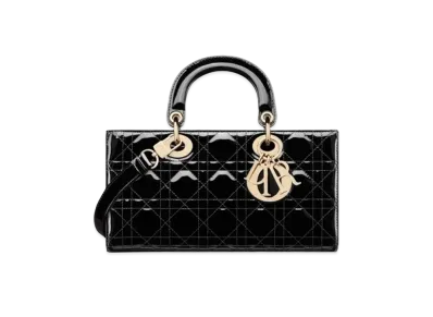 Dior Medium Lady D Joy Bag Patent Cannage Calfskin "Black"