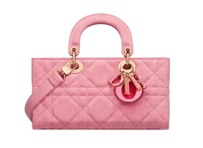 Dior Lady D-Joy Bag Cannage Denim "Bright Pink"