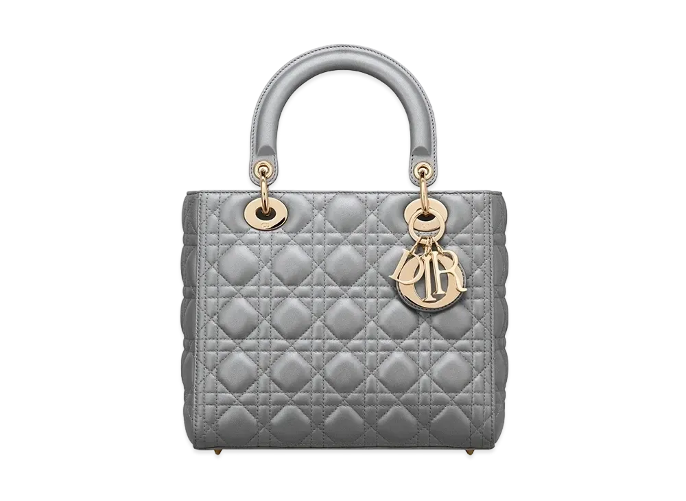 Dior Medium Lady Bag Pearlescent "Opaline Gray"