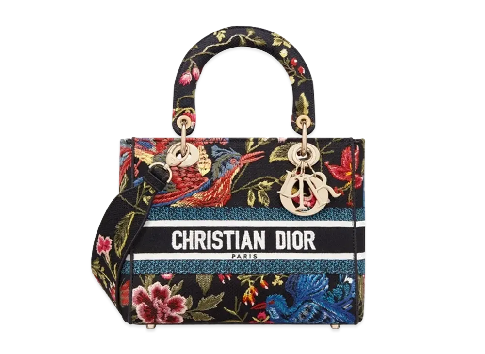 Dior Medium Lady D Lite Bag Bird Embroidery "Multicolor"
