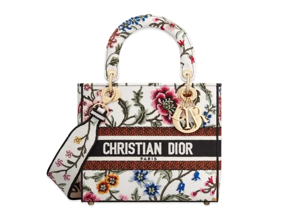 Dior Medium Lady D Lite Bag Petites Fleurs Embroidery "Multicolor"