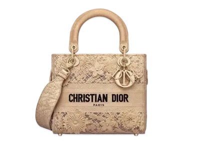 Dior Medium Lady D Lite Bag D-Lace Embroidery 3D Macrame Effect "Natural"