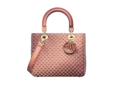 Dior Medium Lady Bag Gradient Bead Diamond Motif "Ethereal Pink"