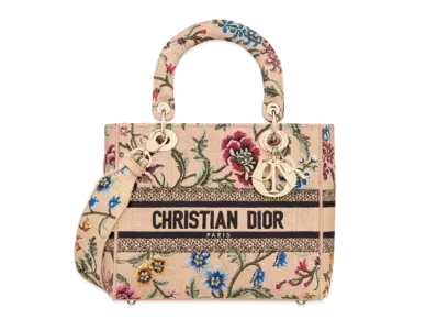Dior Medium Lady D Lite Bag Embroidered Petites Fleurs Raffia "Multicolor""