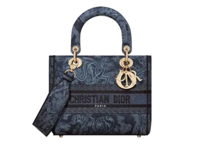 Dior Medium Lady D-Lite Bag Toile De Jouy Embroidery "Denim Blue"