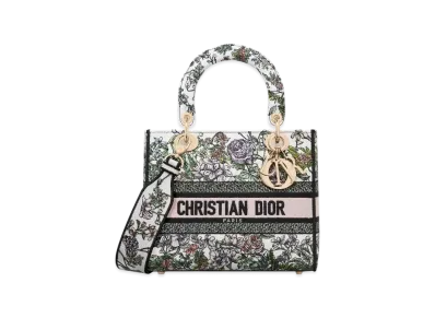 Dior Medium Lady D-Lite Bag D-Floral Embroidery "White Multicolor"