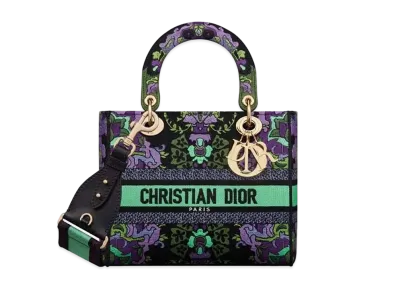 Dior Medium Lady D Lite Bag Indian Embroidery "Multicolor"