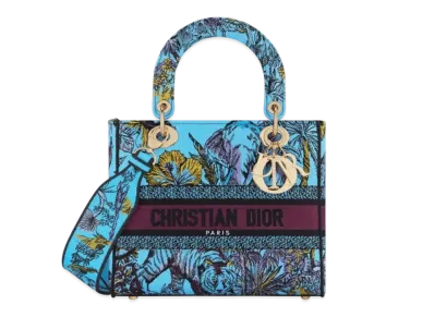 Dior Medium Lady D-Lite Bag Celestial Toile De Jouy Voyage Embroidery "Blue/Multicolor"
