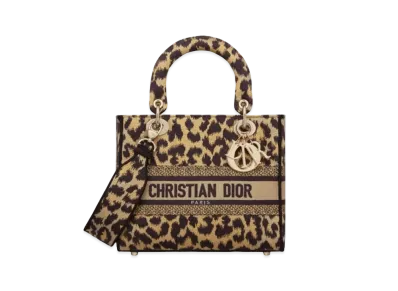 Dior Medium Lady D Lite Bag Mizza Embroidery "Leopard"