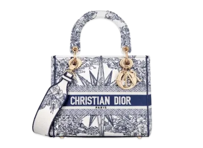 Dior Medium Lady D Lite Bag Reve Dinfini Embroidery "White/Blue"