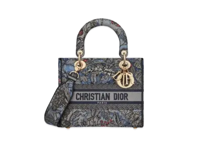 Dior Medium Lady D Lite Bag Dior Jardin Magique Embroidery "Denim"