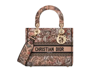 Dior Medium Lady D Lite Bag Jardin Magique Embroidery "Powder Pink"
