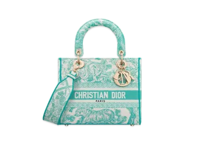 Dior Dioriviera Lady D-Lite Bag Toile De Jouy Embroidery "Aquamarina"