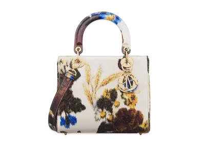 Dior Medium Lady Bag Print Embroidered Blurred Flowers Corn "Latte/Multicolor"
