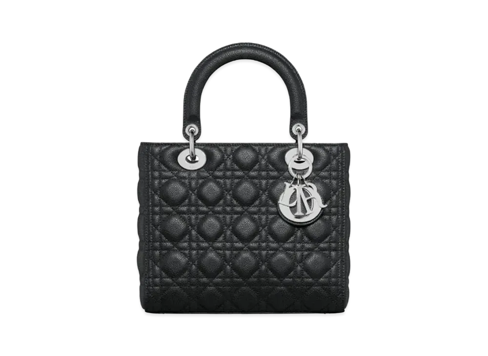 Dior Medium Lady Bag Grained Cannage Calfskin "Black"