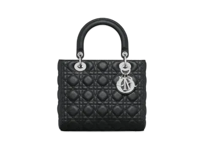 Dior Medium Lady Bag Grained Cannage Calfskin "Black"