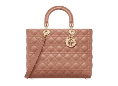 Dior Large Lady Bag Cannage Lambskin "Blush"