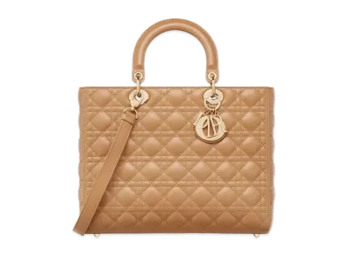 Dior Large Lady Bag Cannage Lambskin Medium "Tan"
