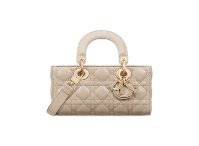 Dior Small Lady D-Joy Bag Two-Tone Cannage Lambskin "Light Biscuit/Linen Beige"