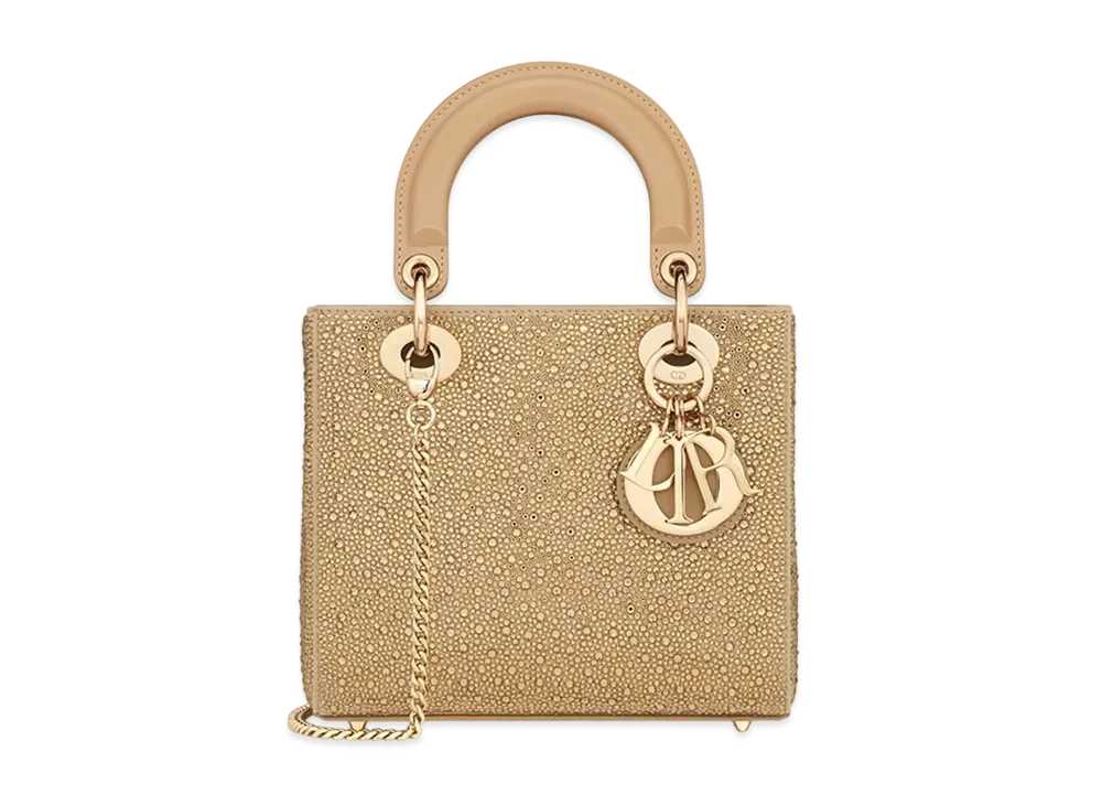 Dior Small Lady Bag Goatskin Cover Tone Strass "Gold"