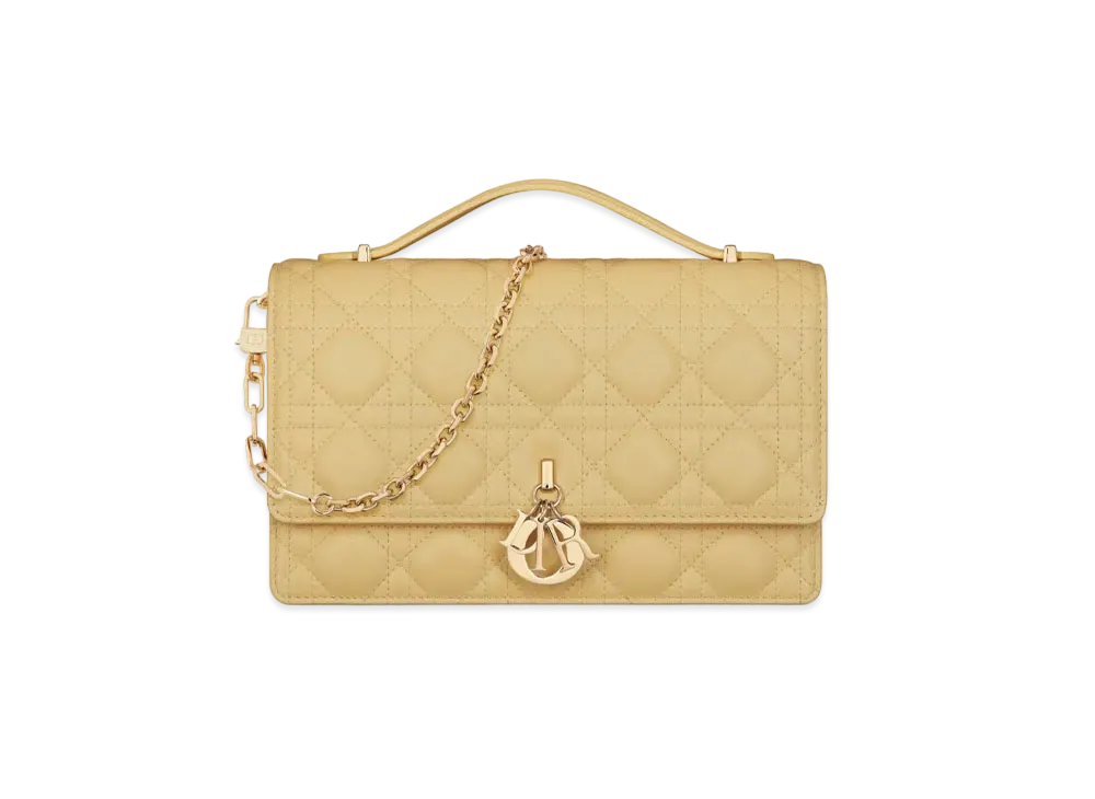 Dior Miss Dior Top Handle Bag Cannage Lambskin "Pastel Yellow"