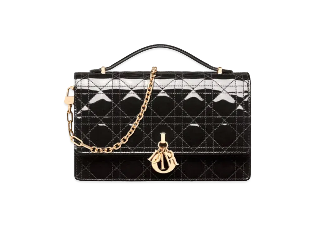 Dior Miss Dior Top Handle Bag Patent Cannage Calfskin "Black"