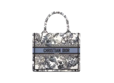 Dior Small Dior Book Tote Embroidery with Dior Chardons Motif (26.5 x 22 x 14cm) "White/Denim Blue"
