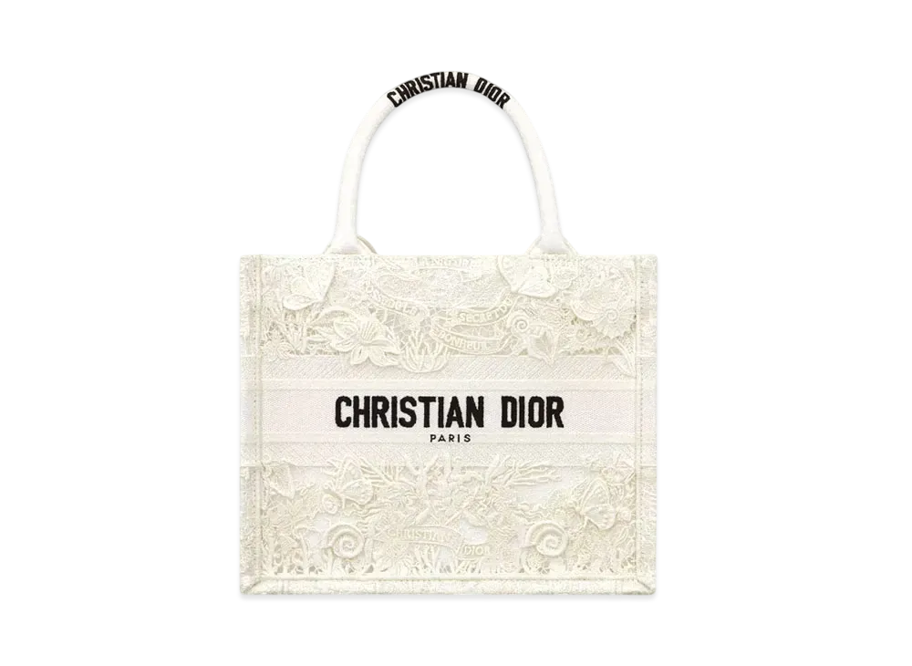 Dior Book Tote Bag Small Dior Cabinet de la Mer Embroidery (26.5 x 22 x 14cm) "Latte"