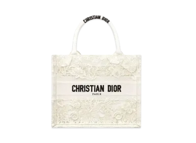 Dior Book Tote Bag Small Dior Cabinet de la Mer Embroidery (26.5 x 22 x 14cm) "Latte"