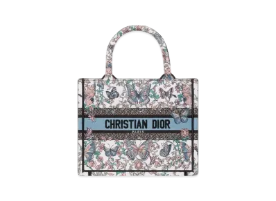 Dior Small Dior Book Tote Toile de Jouy Papillon Embroidery "White/Blue"