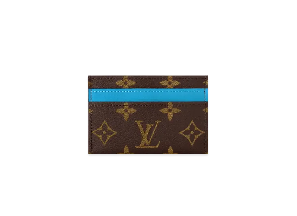 Louis Vuitton Double Card Holder Monogram Macassar "Gaston Blue"