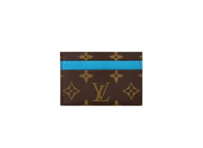 Louis Vuitton Double Card Holder Monogram Macassar "Gaston Blue"