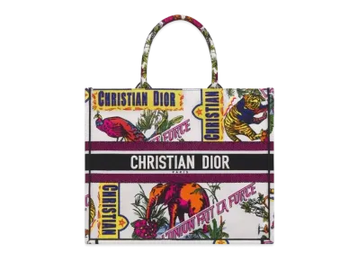 Dior Large Dior Book Tote Indian Animals Embroidery "Multicolor"