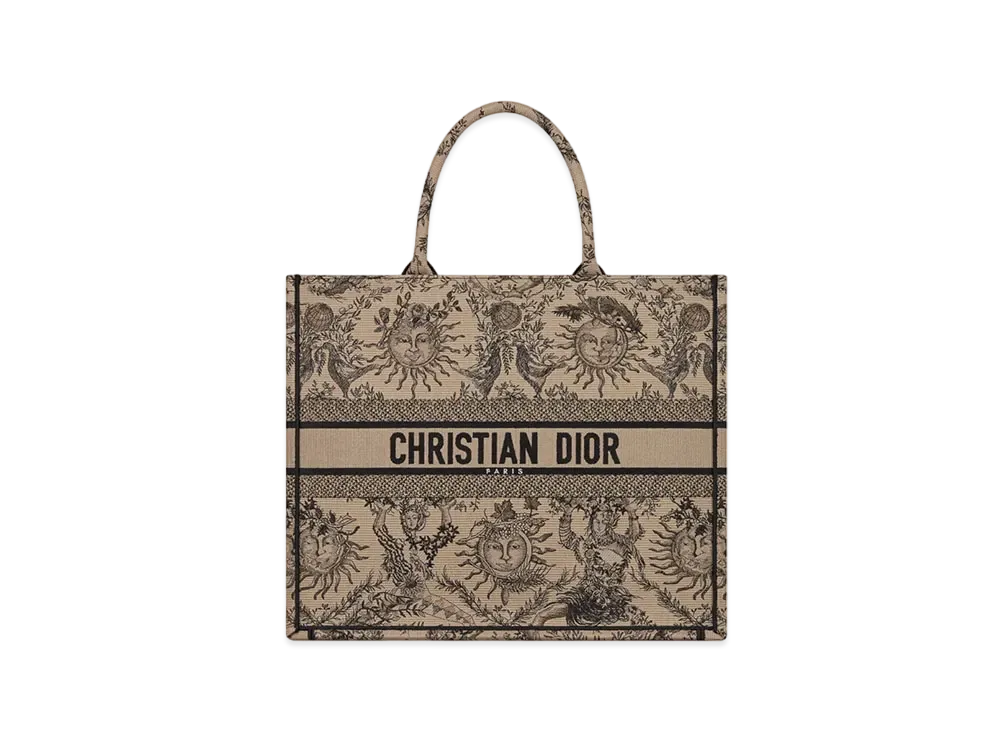 Dior Large Dior Book Tote Toile de Jouy Soleil Embroidery "Beige/Black"