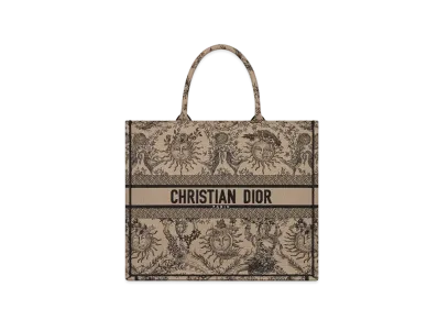 Dior Large Dior Book Tote Toile de Jouy Soleil Embroidery "Beige/Black"