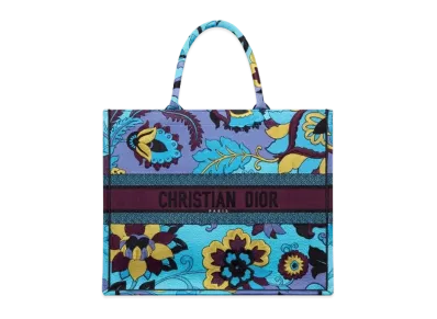 Dior Large Dior Book Tote Celestial Jardin Indien Embroidery "Blue"