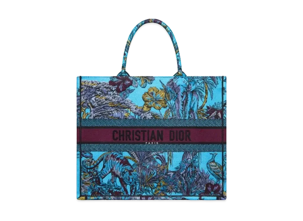 Dior Large Dior Book Tote Toile de Jouy Voyage Embroidery "Celestial Blue"
