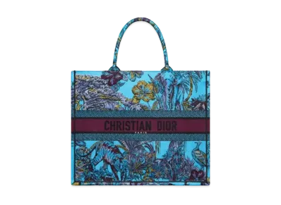 Dior Large Dior Book Tote Toile de Jouy Voyage Embroidery "Celestial Blue"