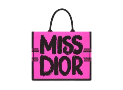 Dior Large Dior Book Tote Two-Tone Miss Dior Graffiti Embroidery (42 x 35 x 18.5 cm) Online and Some Stores Exclusive "Fuchsia/Purple/Black"