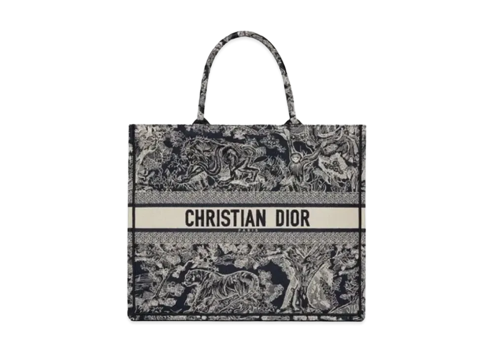 Dior Large Book Tote Toile de Jouy Reverse Embroidery "Blue"