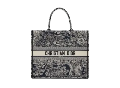 Dior Large Book Tote Toile de Jouy Reverse Embroidery "Blue"