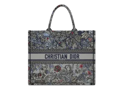 Dior Large Dior Book Tote Dior Jardin Magique Embroidery "Denim/Multicolor"